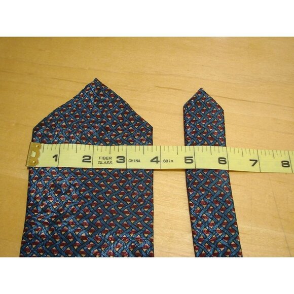 Vintage Christian Dior Monsieur Blue Burgundy Gold Neck Pointed Designer Tie - Picture 9 of 11
